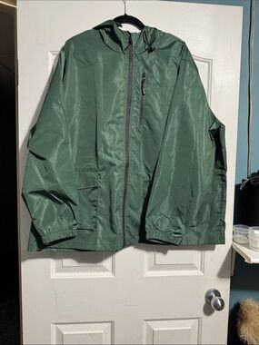 Avoogue Raincoat 3XL | Green Waterproof Windproof Packable Rain Jacket NWT FLAW
